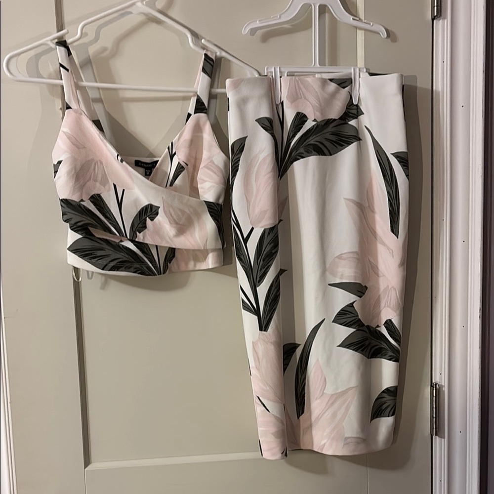 Floral Two-Piece Set in Pink and Green